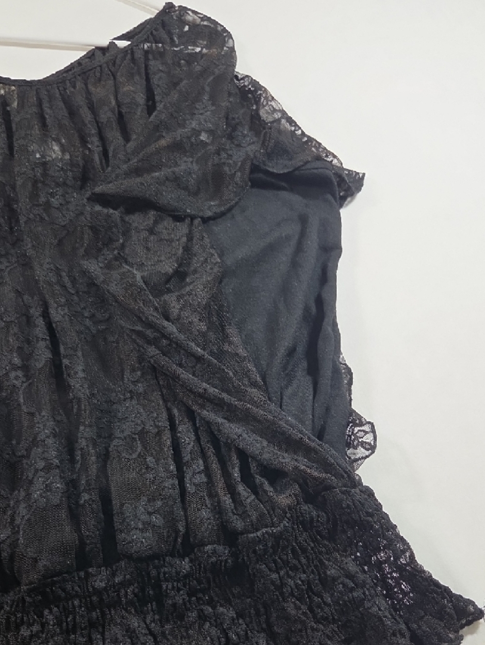 Black Lace Wide Open Sleeve Top  Blouse Boho Festival Elastic Hem Flowy Tank 3X - Picture 5 of 10